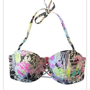 Victoria's Secret Push up Tropical  Multicolor Bikini Top with rhinestones 32DD
